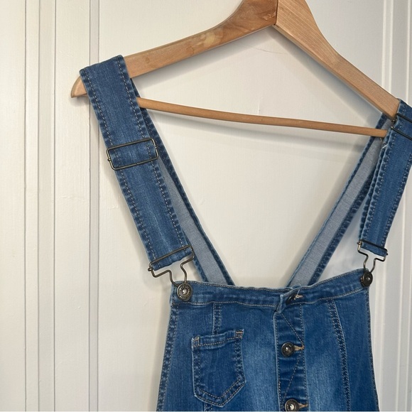 BASIC DENIM WAX JEANS BUCKLES OVERALLS BLUE SIZE WITH POCKETS - Picture 6 of 13